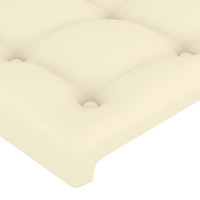 Produktbild för Sänggavel LED gräddvit 103x16x118/128 cm konstläder