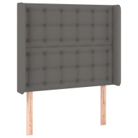 Produktbild för Sänggavel LED grå 103x16x118/128 cm konstläder