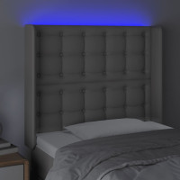 Produktbild för Sänggavel LED grå 103x16x118/128 cm konstläder