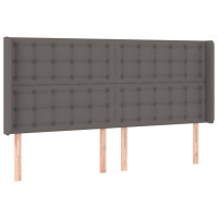 Produktbild för Sänggavel LED grå 163x16x118/128 cm konstläder