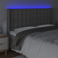 Produktbild för Sänggavel LED grå 163x16x118/128 cm konstläder