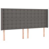 Produktbild för Sänggavel LED grå 183x16x118/128 cm konstläder