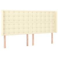 Produktbild för Sänggavel LED gräddvit 203x16x118/128 cm konstläder