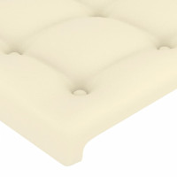 Produktbild för Sänggavel LED gräddvit 203x16x118/128 cm konstläder
