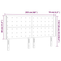 Produktbild för Sänggavel LED gräddvit 203x16x118/128 cm konstläder