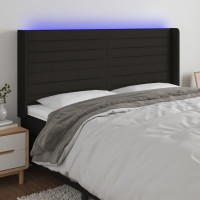 Produktbild för Sänggavel LED svart 163x16x118/128 cm tyg