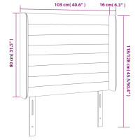 Produktbild för Sänggavel LED mörkgrå 103x16x118/128 cm sammet