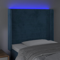 Miniatyr av produktbild för Sänggavel LED mörkblå 103x16x118/128 cm sammet
