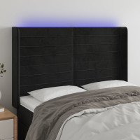 Produktbild för Sänggavel LED svart 147x16x118/128 cm sammet