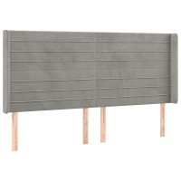 Produktbild för Sänggavel LED ljusgrå 163x16x118/128 cm sammet