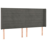 Produktbild för Sänggavel LED mörkgrå 163x16x118/128 cm sammet