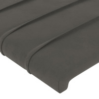 Produktbild för Sänggavel LED mörkgrå 163x16x118/128 cm sammet