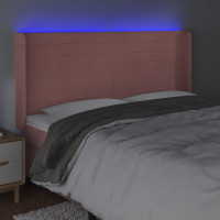 Produktbild för Sänggavel LED rosa 203x16x118/128 cm sammet