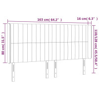 Produktbild för Sänggavel LED mörkbrun 163x16x118/128 cm tyg