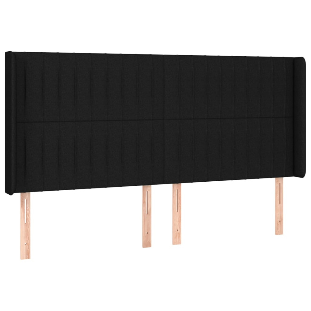 Produktbild för Sänggavel LED svart 183x16x118/128 cm tyg