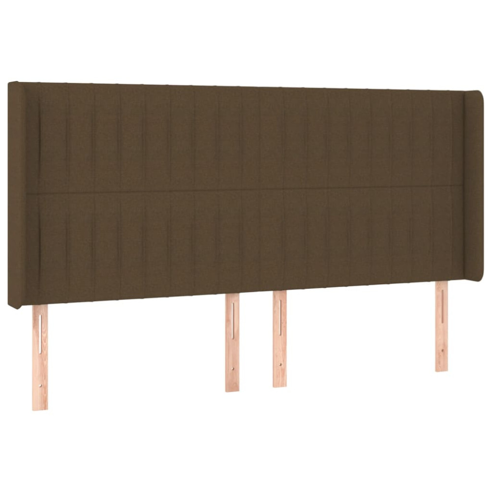Produktbild för Sänggavel LED mörkbrun 183x16x118/128 cm tyg