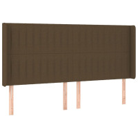 Produktbild för Sänggavel LED mörkbrun 183x16x118/128 cm tyg