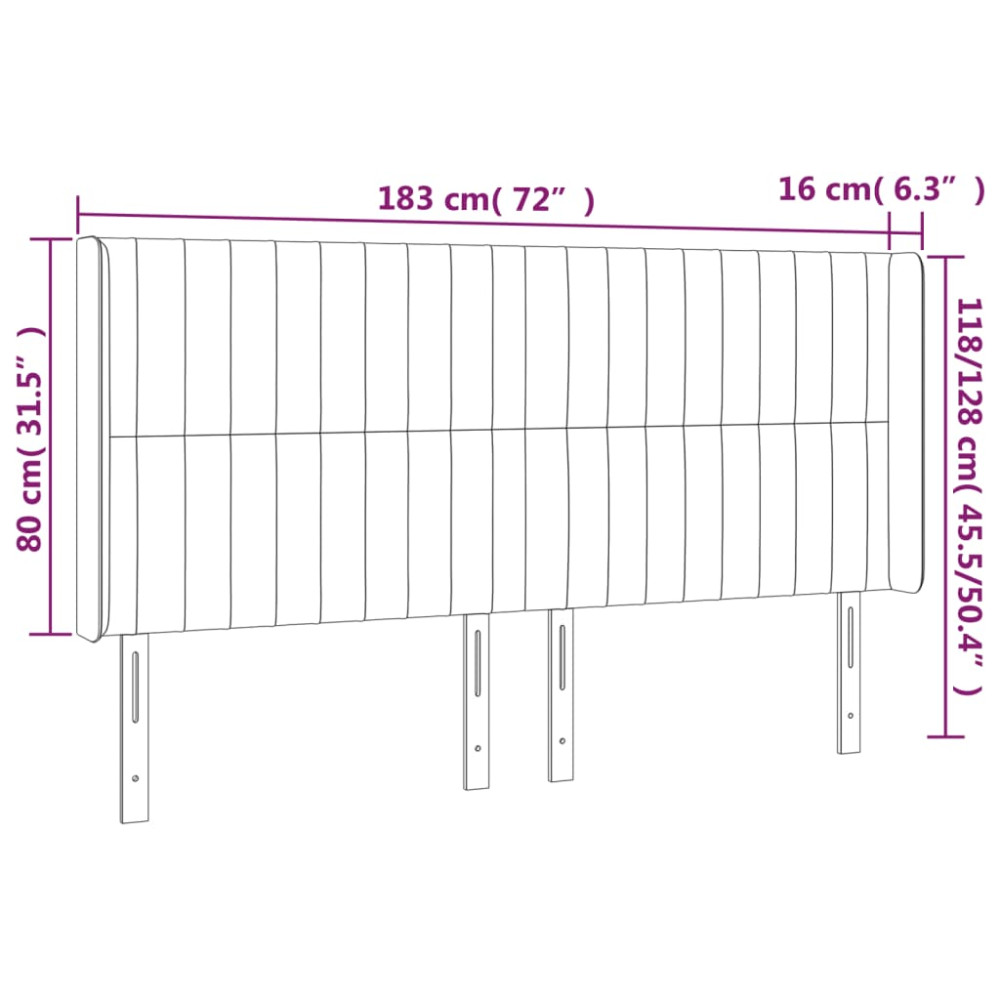 Produktbild för Sänggavel LED mörkbrun 183x16x118/128 cm tyg