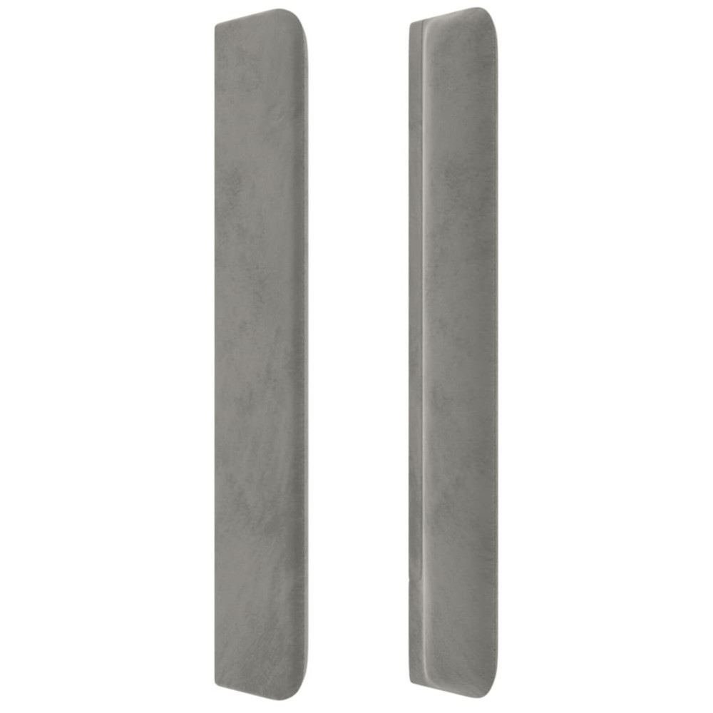 Produktbild för Sänggavel LED ljusgrå 93x16x118/128 cm sammet