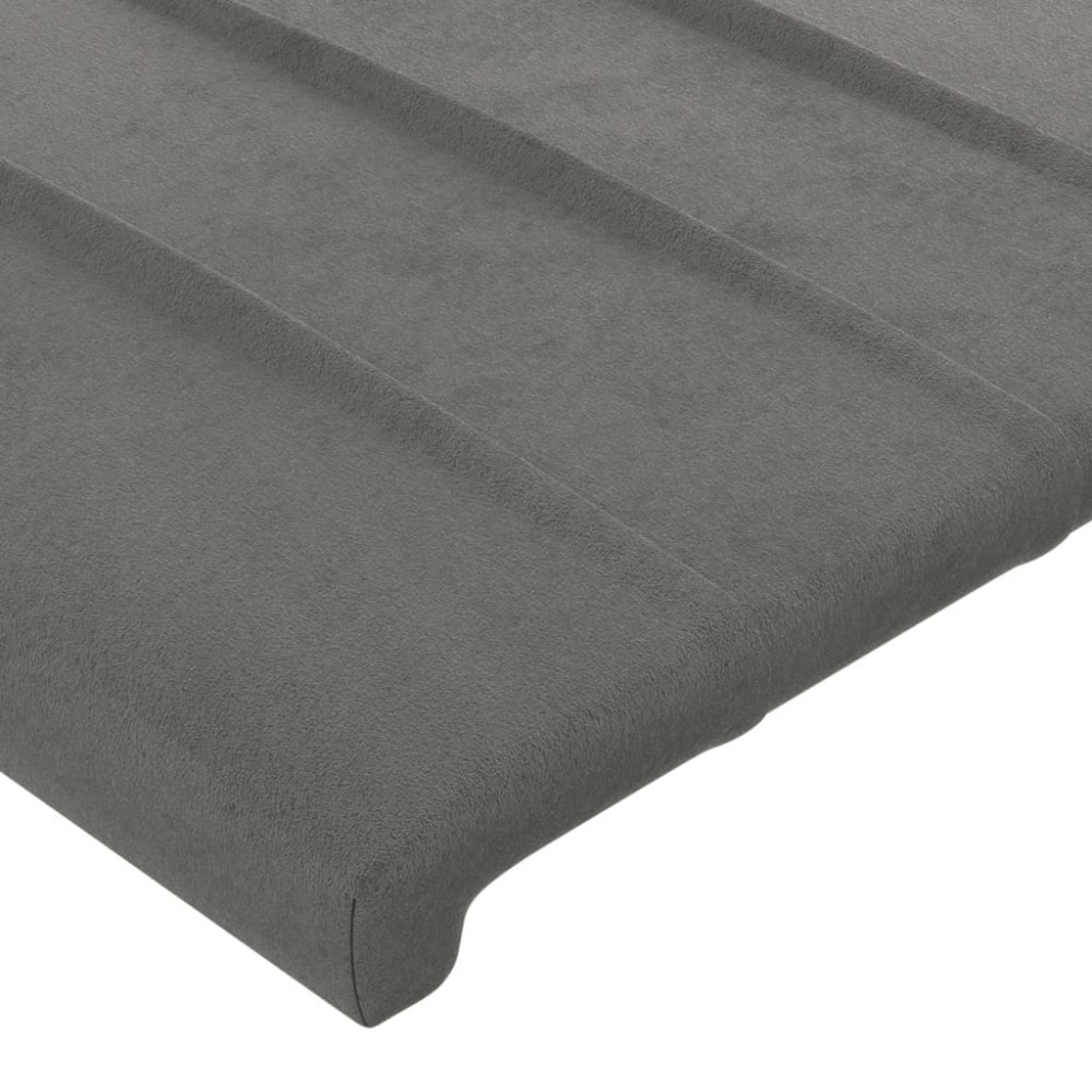 Produktbild för Sänggavel LED ljusgrå 93x16x118/128 cm sammet