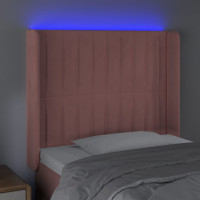 Produktbild för Sänggavel LED rosa 93x16x118/128 cm sammet