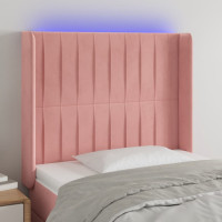 Produktbild för Sänggavel LED rosa 103x16x118/128 cm sammet