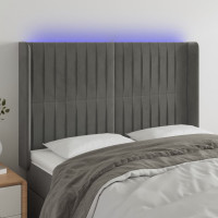 Produktbild för Sänggavel LED ljusgrå 147x16x118/128 cm sammet