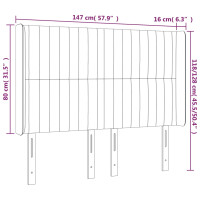 Produktbild för Sänggavel LED ljusgrå 147x16x118/128 cm sammet