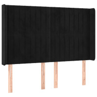 Produktbild för Sänggavel LED svart 147x16x118/128 cm sammet