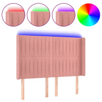 Produktbild för Sänggavel LED rosa 147x16x118/128 cm sammet