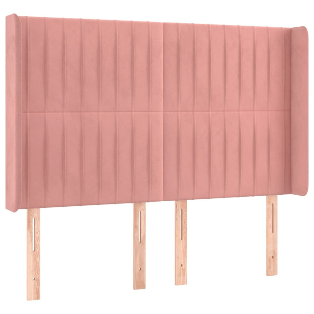 Produktbild för Sänggavel LED rosa 147x16x118/128 cm sammet