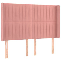 Produktbild för Sänggavel LED rosa 147x16x118/128 cm sammet