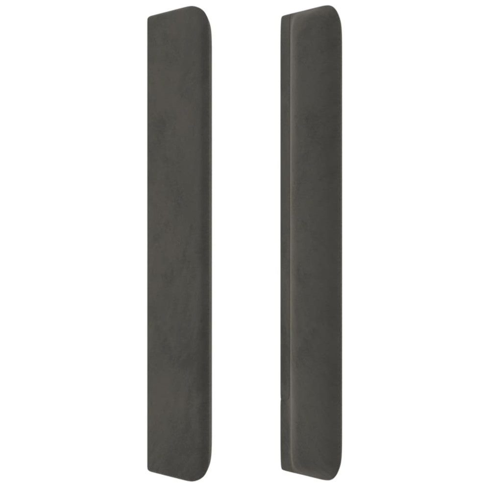 Produktbild för Sänggavel LED mörkgrå 163x16x118/128 cm sammet