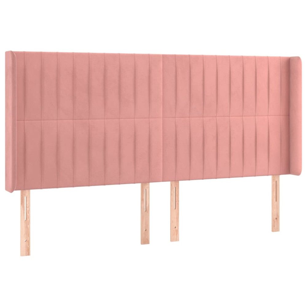 Produktbild för Sänggavel LED rosa 203x16x118/128 cm sammet