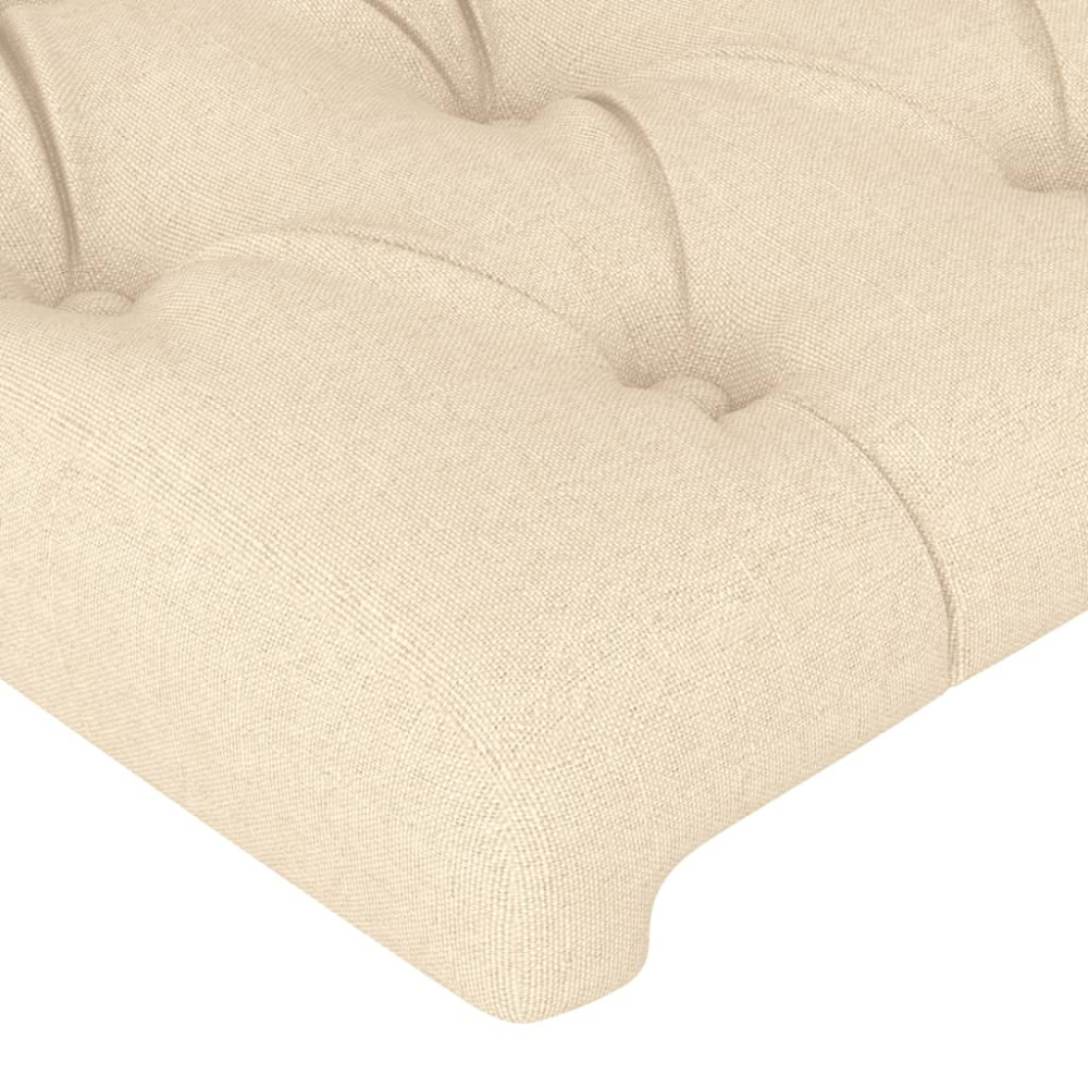 Produktbild för Sänggavel LED gräddvit 93x16x118/128 cm tyg