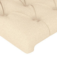 Produktbild för Sänggavel LED gräddvit 93x16x118/128 cm tyg