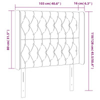 Produktbild för Sänggavel LED gräddvit 103x16x118/128 cm tyg