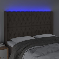 Produktbild för Sänggavel LED taupe 147x16x118/128 cm tyg