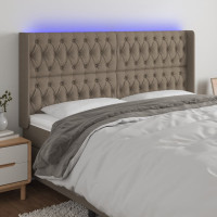 Produktbild för Sänggavel LED taupe 203x16x118/128 cm tyg