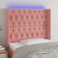 Produktbild för Sänggavel LED rosa 93x16x118/128 cm sammet