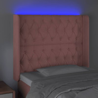 Produktbild för Sänggavel LED rosa 93x16x118/128 cm sammet