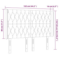 Produktbild för Sänggavel LED mörkgrå 163x16x118/128 cm sammet