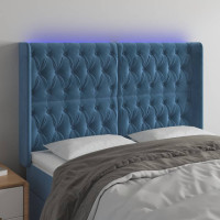 Produktbild för Sänggavel LED blå 163x16x118/128 cm sammet