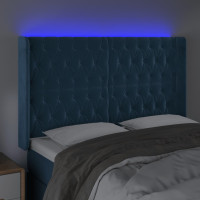 Produktbild för Sänggavel LED blå 163x16x118/128 cm sammet