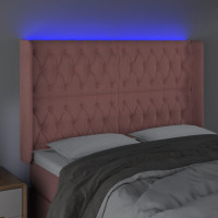 Produktbild för Sänggavel LED rosa 163x16x118/128 cm sammet