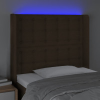 Produktbild för Sänggavel LED mörkbrun 83x16x118/128 cm tyg