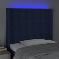 Produktbild för Sänggavel LED blå 83x16x118/128 cm tyg
