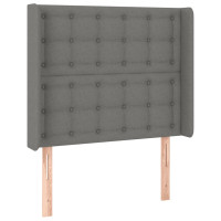 Produktbild för Sänggavel LED mörkgrå 103x16x118/128 cm tyg