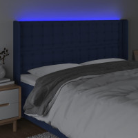 Produktbild för Sänggavel LED blå 163x16x118/128 cm tyg