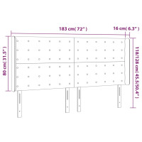 Produktbild för Sänggavel LED ljusgrå 183x16x118/128 cm tyg